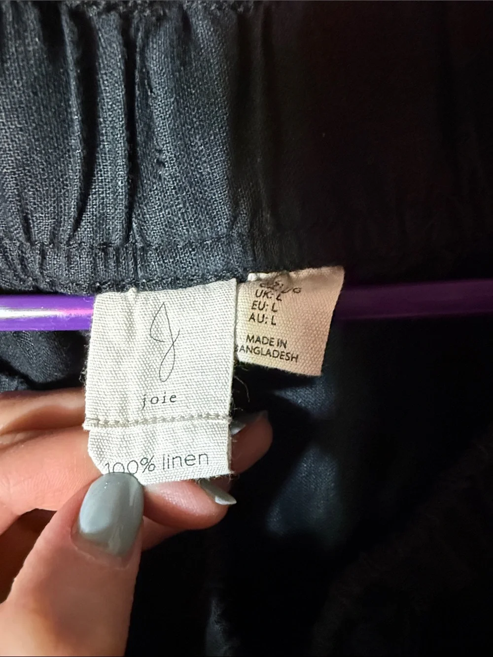Joie Black Drawstring Linen-Blend Jogger Pants